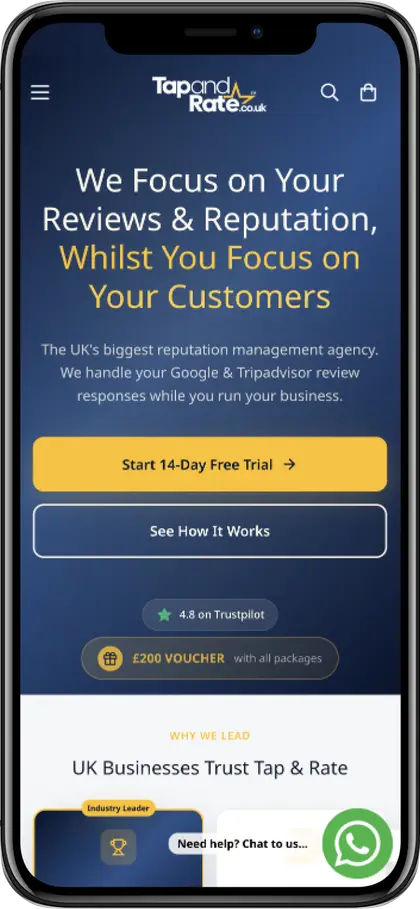 Review management service homepage hero